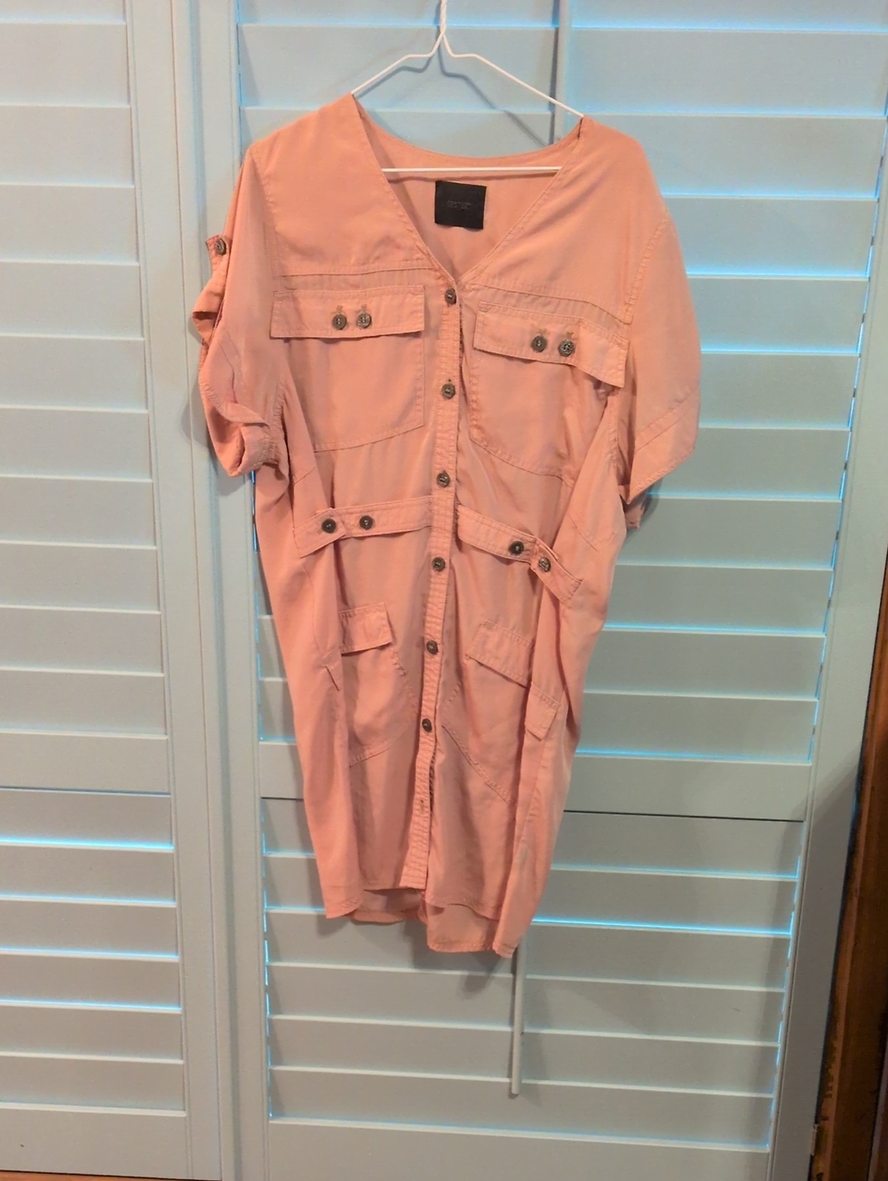 Utility-Style Midi Dress in Blush Pink